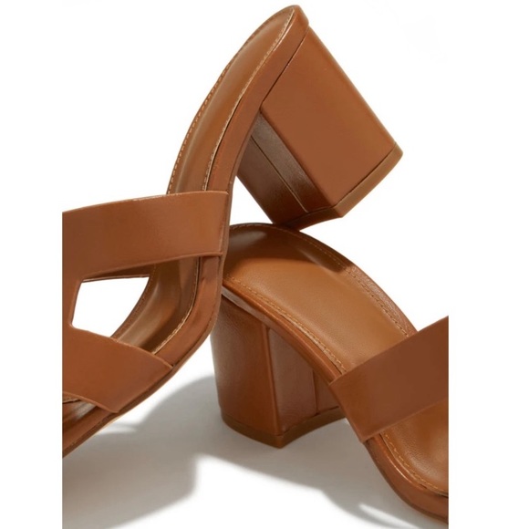 Tan H Band Block Heel Mules - Picture 3 of 7
